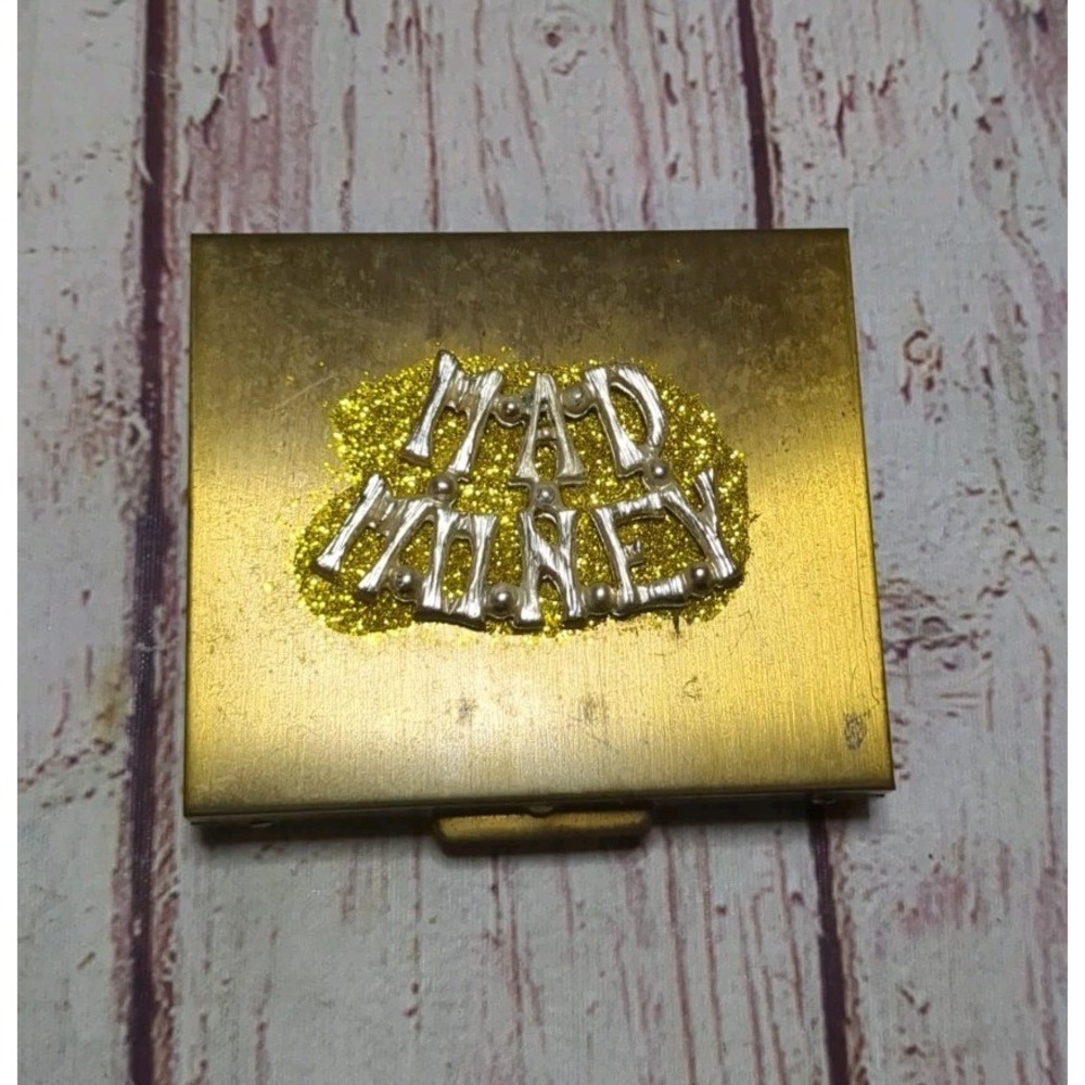 Vintage Mad Money Retro Coin/bill Box Change Purse Case MCM Gold Tone